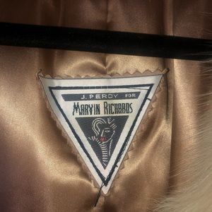 J Percy Marvin Percy tan flower fur leather coat.
